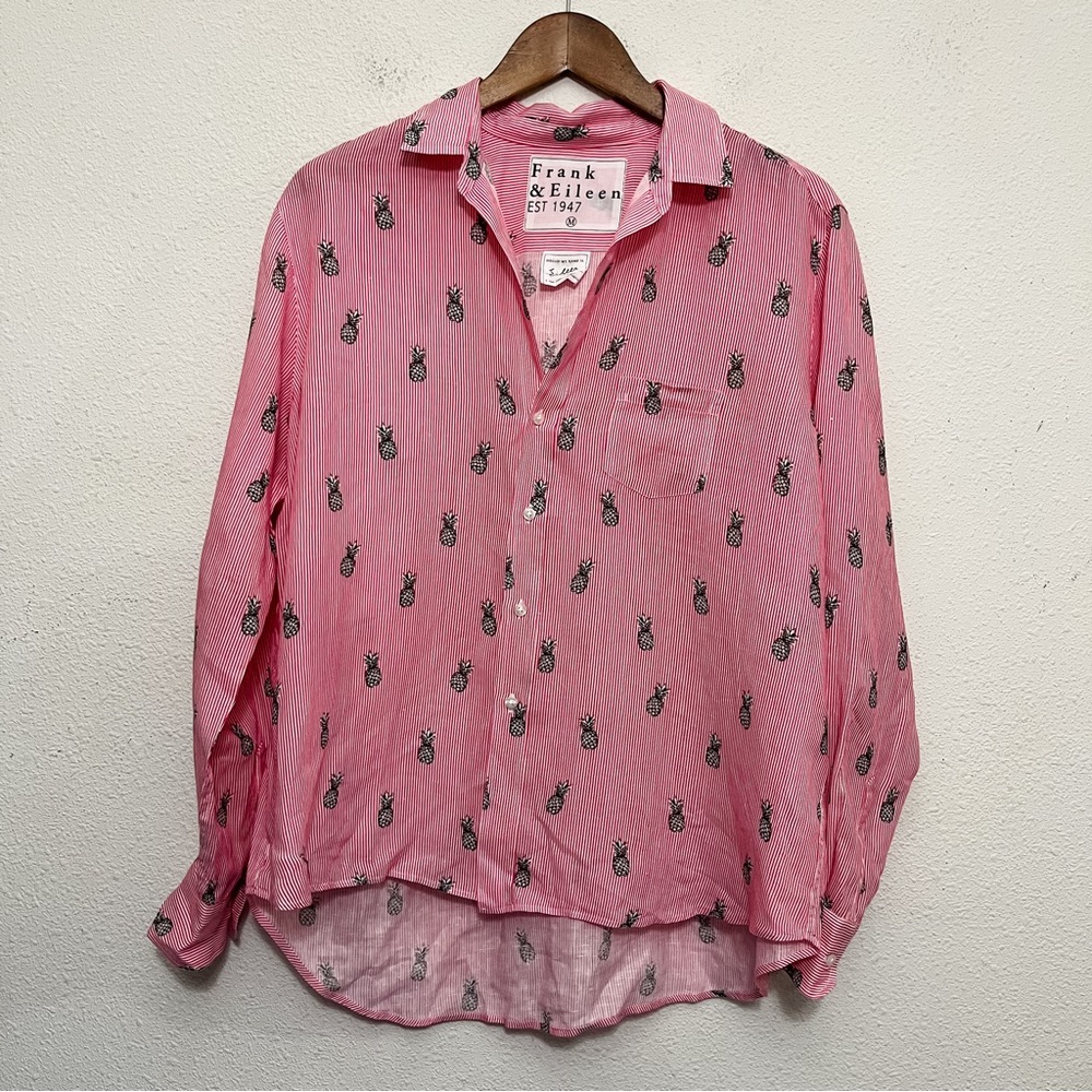 Frank & Eileen 100% Linen Pineapple Stripe Eileen Button Down Size Medium